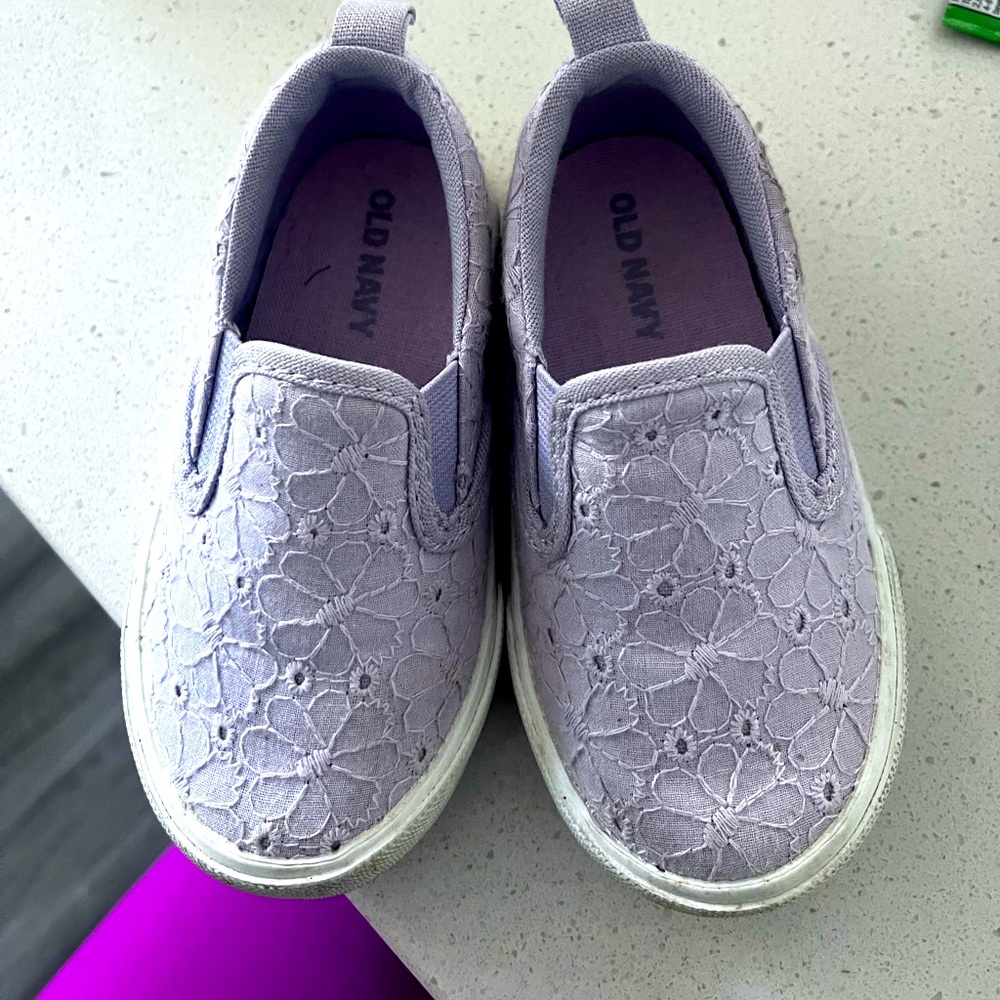 Purple lace slip on shoes for toddler
